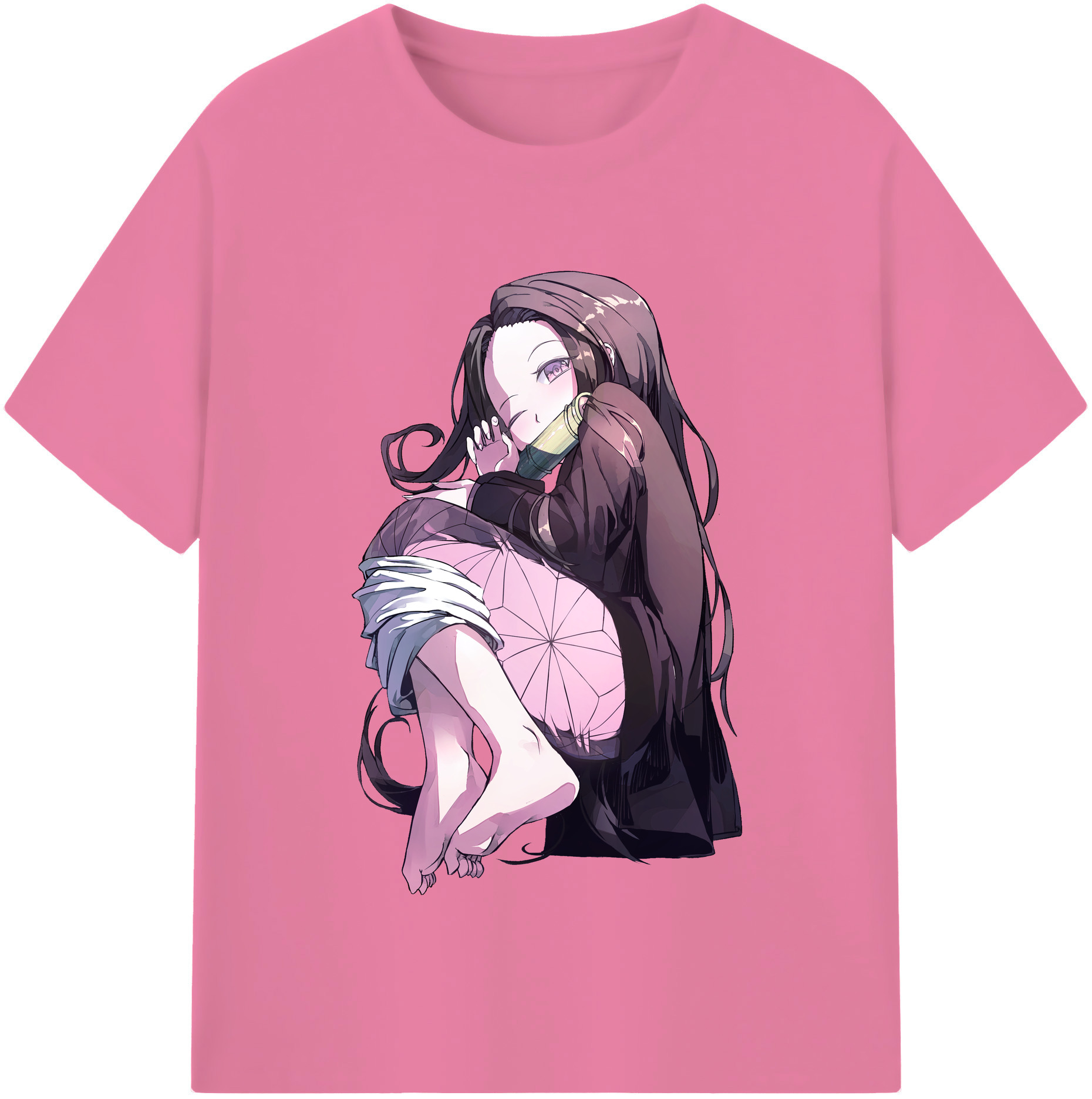 （画像用） 鬼滅の刃（きめつのやいば）竈門 禰󠄀豆子／かまど ねずこ Kamado Nezuko 綿100％半袖Tシャツ（フロントプリント）